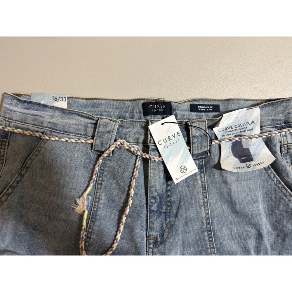 NWT CURVE brand high rise Wide leg jeans cropped - 16/33 - Picture 7 of 9